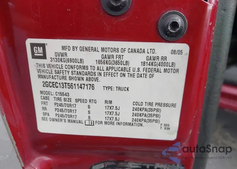 2006 Chevrolet Silverado 1500 Lt1 from USA, damaged, VIN 2GCEC13T561147176